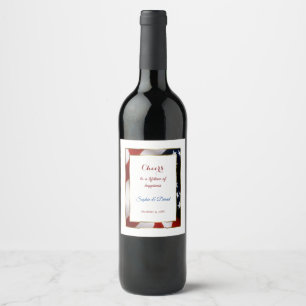 Étiquette Pour Bouteilles De Vin Patriotique, Élégant Mariage de trame or drapeau a