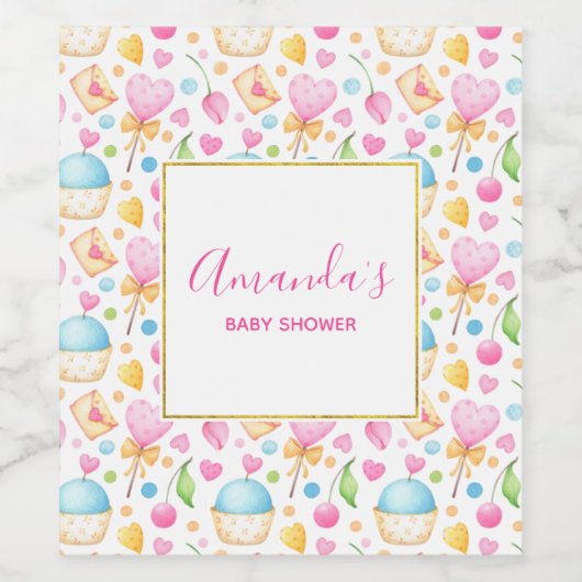 Étiquette Pour Bouteilles De Vin Patters de Hearts and Muffins (Étiquettes simples)