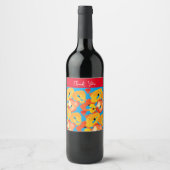 Étiquette Pour Bouteilles De Vin Pavot rouge et orange (Devant)