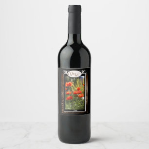 Étiquette Pour Bouteilles De Vin Pavot rouge Monogramme