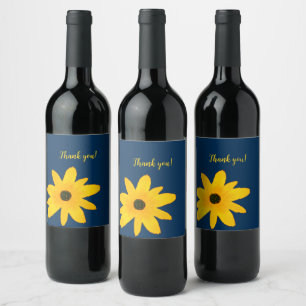 Étiquette Pour Bouteilles De Vin Pays Jaune Fleur de tournesol Texte personnalisé