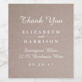 Étiquette Pour Bouteilles De Vin Pays rustique Kraft Mariage Merci Favoriser (Étiquettes simples)