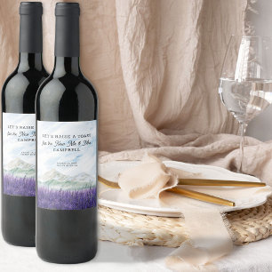 Étiquette Pour Bouteilles De Vin Paysage de lavande de montagne Nouveaux M. et Mme