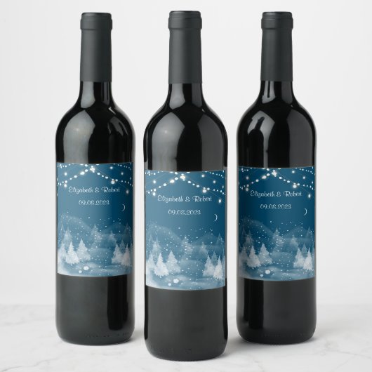 Étiquette Pour Bouteilles De Vin Paysage d'hiver Mariage de neige (Bouteilles)