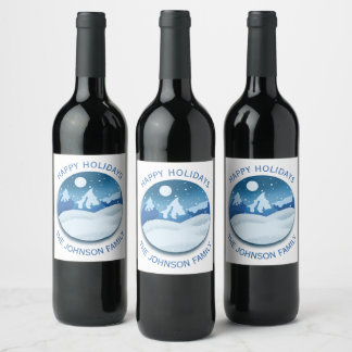 Étiquette Pour Bouteilles De Vin Paysage givré paisible personnalisé