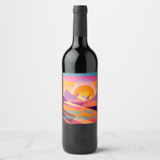 ÉTIQUETTE POUR BOUTEILLES DE VIN PAYSAGE PERSONNALISÉ NEO GEO SUNSET