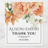 Étiquette Pour Bouteilles De Vin Peach peony flowers and typography mariage (Étiquettes simples)