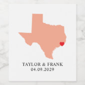 Étiquette Pour Bouteilles De Vin Peach Texas Mariage (Étiquettes simples)
