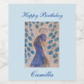 Étiquette Pour Bouteilles De Vin Peacock Blue Anniversaire (Étiquettes simples)