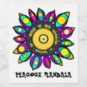 ÉTIQUETTE POUR BOUTEILLES DE VIN PEACOCK MANDALA (Étiquettes simples)