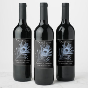 ÉTIQUETTE POUR BOUTEILLES DE VIN PEACOCK NOIR PERSONNALISABLE 2 ÉTIQUETTE VIN