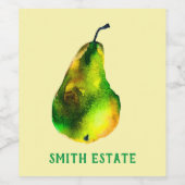 Étiquette Pour Bouteilles De Vin Pear aquarelle fruit vert (Étiquettes simples)