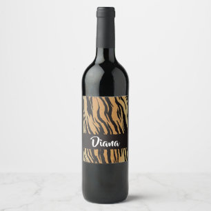 Étiquette Pour Bouteilles De Vin Peau de tigre Brown et noire