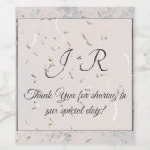 Étiquette Pour Bouteilles De Vin Pêche et marbre gris Monogramme (Étiquettes simples)