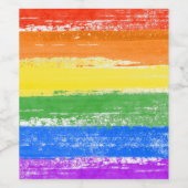 ÉTIQUETTE POUR BOUTEILLES DE VIN PEINTURE À DRAPEAU LGBT RAINBOW (Étiquettes simples)