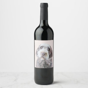 Étiquette Pour Bouteilles De Vin Peinture à griffon À poils durs - L'art du chien