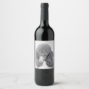 Étiquette Pour Bouteilles De Vin Peinture à paille noire standard - Art du chien
