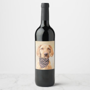 Étiquette Pour Bouteilles De Vin Peinture à poils durs Vizsla - Jolie Art Original 