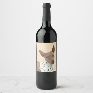Étiquette Pour Bouteilles De Vin Peinture américaine sans poil Terrier - Chien Art