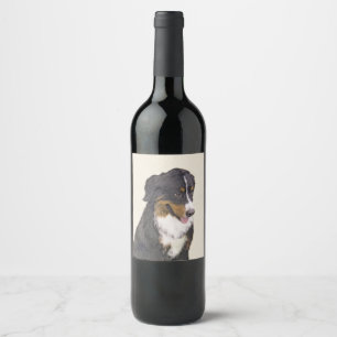 Étiquette Pour Bouteilles De Vin Peinture bernoise de chien de montagne - Art origi