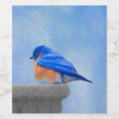 Étiquette Pour Bouteilles De Vin Peinture Bluebird - Art original pour oiseaux (Étiquettes simples)