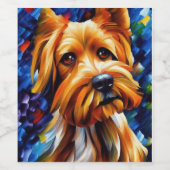 Étiquette Pour Bouteilles De Vin Peinture de chien de Terrier du Yorkshire mignon (Étiquettes simples)