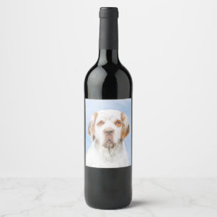 Étiquette Pour Bouteilles De Vin Peinture de Clumber Spaniel - Art original de chie