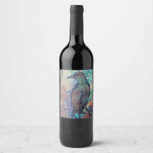 Étiquette Pour Bouteilles De Vin peinture de corbeaux