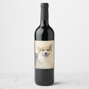 Étiquette Pour Bouteilles De Vin Peinture de Corgi Gallois de Pembroke - Art de Chi
