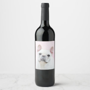 Étiquette Pour Bouteilles De Vin Peinture française de Bulldog (Crème/Blanc) - Art 