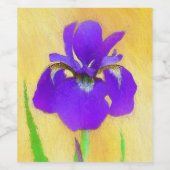 Étiquette Pour Bouteilles De Vin Peinture Iris à pois pourpre - Chien original mign (Étiquettes simples)