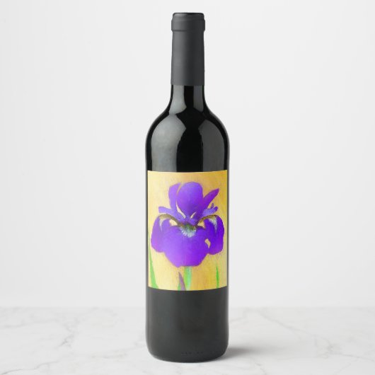 Étiquette Pour Bouteilles De Vin Peinture Iris à pois pourpre - Chien original mign (Devant)