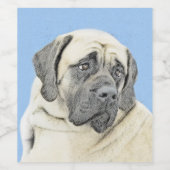 Étiquette Pour Bouteilles De Vin Peinture Mastiff (Fawn) anglaise - Art Chien origi (Étiquettes simples)