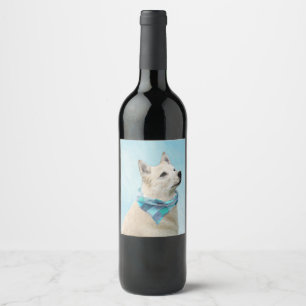 Étiquette Pour Bouteilles De Vin Peinture norvégienne Buhund - jolie art original c