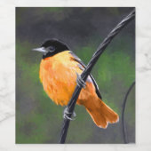 Étiquette Pour Bouteilles De Vin Peinture Oriole - Art Oiseau Original (Étiquettes simples)