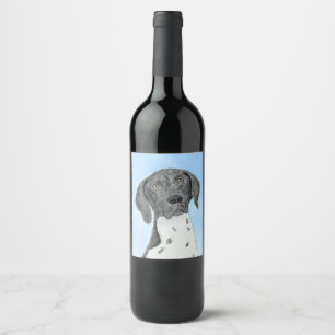 Étiquette Pour Bouteilles De Vin Peinture pointeur germanique - Art original