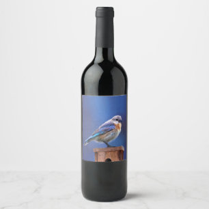 Étiquette Pour Bouteilles De Vin Peinture pour oiseaux bleus (femelle) - Art origin