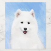 Étiquette Pour Bouteilles De Vin Peinture Samoyed Puppy - Jolie Art Original Chien (Étiquettes simples)