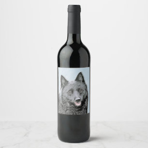 Étiquette Pour Bouteilles De Vin Peinture Schipperke - Cute Original Chien Art