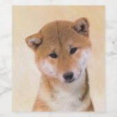 Étiquette Pour Bouteilles De Vin Peinture Shiba Inu (Rouge) - Art Chien original (Étiquettes simples)