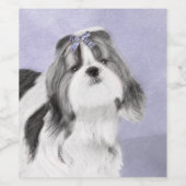 Étiquette Pour Bouteilles De Vin Peinture Shih Tzu - Cute Original Chien Art (Étiquettes simples)