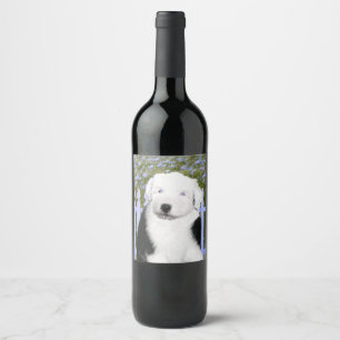 Étiquette Pour Bouteilles De Vin Peinture sur chiots pour chien de garde anglaise -