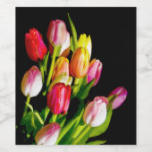 Étiquette Pour Bouteilles De Vin Peinture Tulip - Art Fleur original (Étiquettes simples)