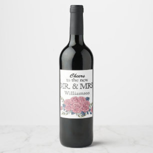 Étiquette Pour Bouteilles De Vin peinture vintage d'art déco rose
