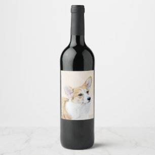 Étiquette Pour Bouteilles De Vin Pembroke Welsh Corgi Peinture - Art Chien original