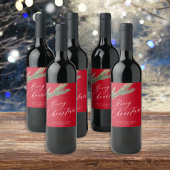 Étiquette Pour Bouteilles De Vin Penderie rustique rouge de Noël