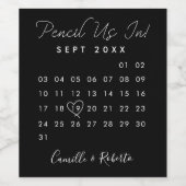 Étiquette Pour Bouteilles De Vin Pensez-Nous Dans Le Calendrier Noir Minimal Enregi (Étiquettes simples)