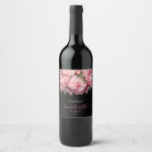 Étiquette Pour Bouteilles De Vin Peonies roses Black Bachelorette Party (Devant)