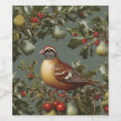 Étiquette Pour Bouteilles De Vin Perdrix dans un poirier (Étiquettes simples)