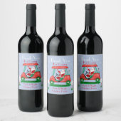 Étiquette Pour Bouteilles De Vin Père Noël Dans Golf Panier Noël Merci (Bouteilles)